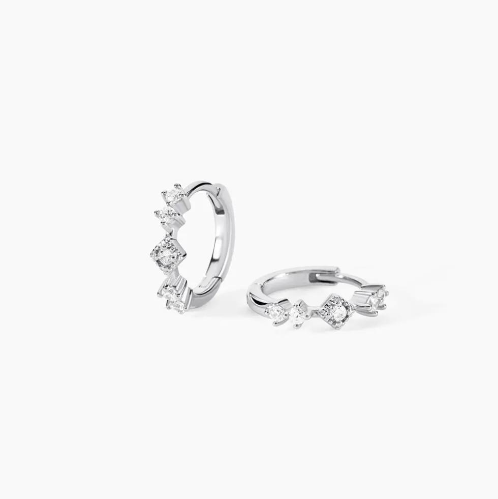 Créoles Astrea Argent Blanc Oxyde De Zirconium