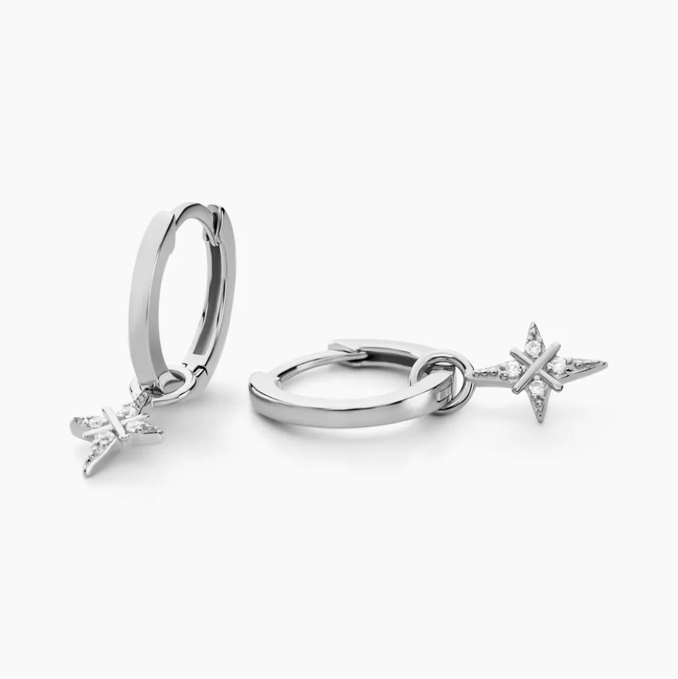 Créoles Astre Precieux Argent Blanc Oxyde De Zirconium