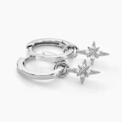 Créoles Astre Precieux Argent Blanc Oxyde De Zirconium