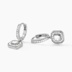Créoles Baroque Party Argent Blanc Oxyde De Zirconium