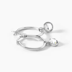 Créoles Bastiano Rondes Argent Blanc Oxyde De Zirconium