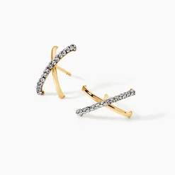 Créoles Bleona Croisees Or Jaune Strass
