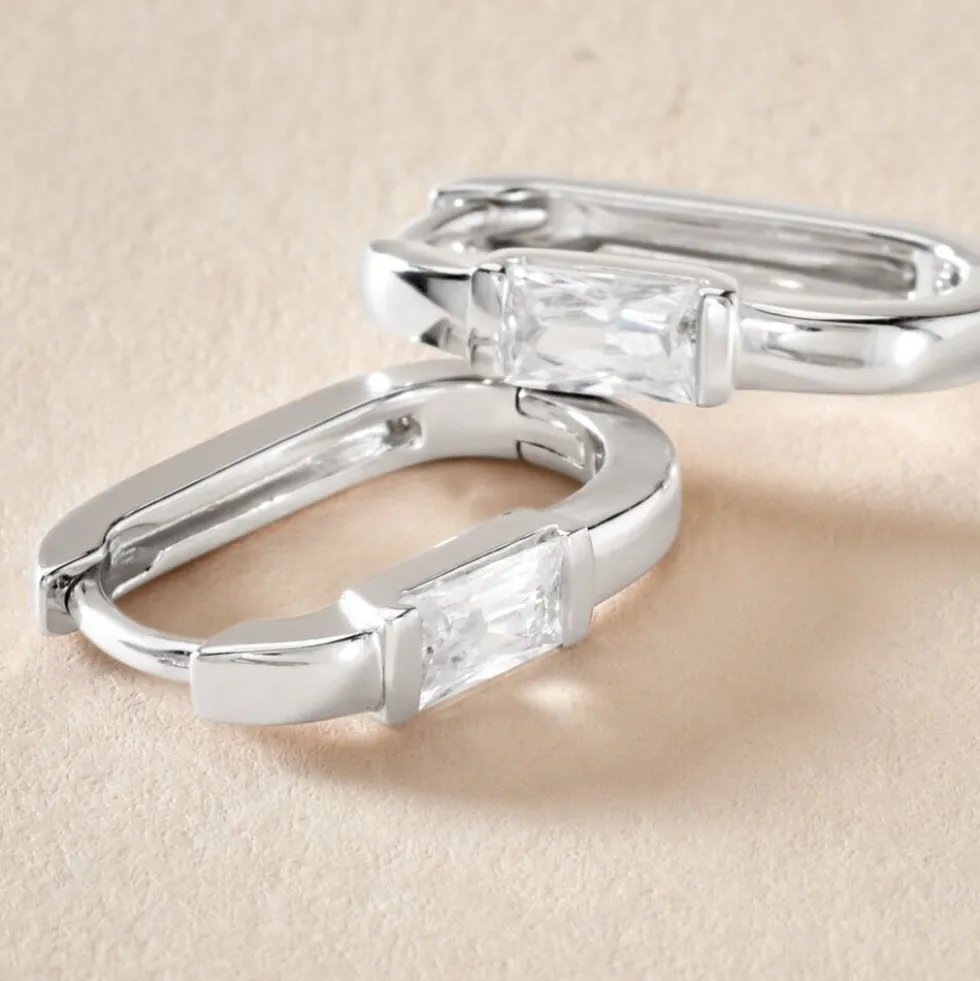 Créoles Celyn Argent Rhodié Oxyde De Zirconium