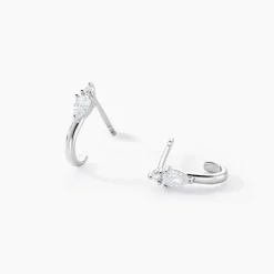 Créoles Desert Argent Blanc Oxyde De Zirconium
