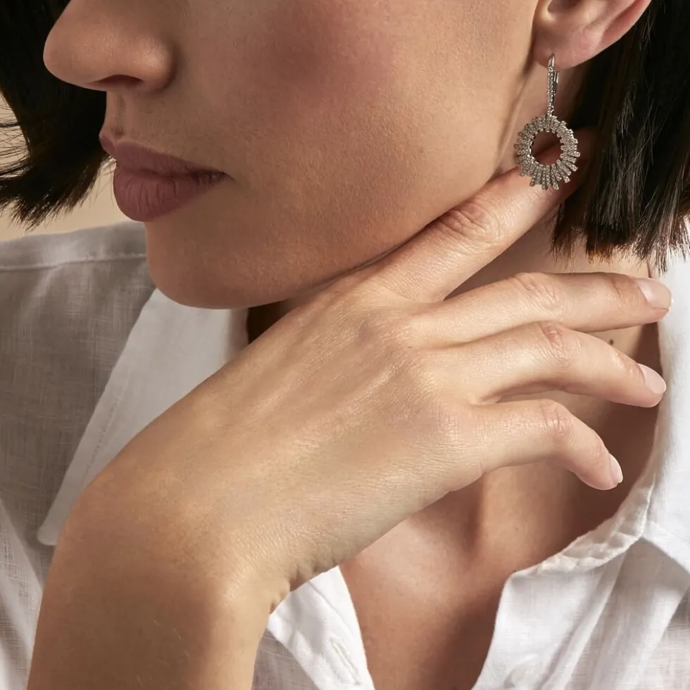 Créoles Doretta Argent Blanc Oxyde De Zirconium