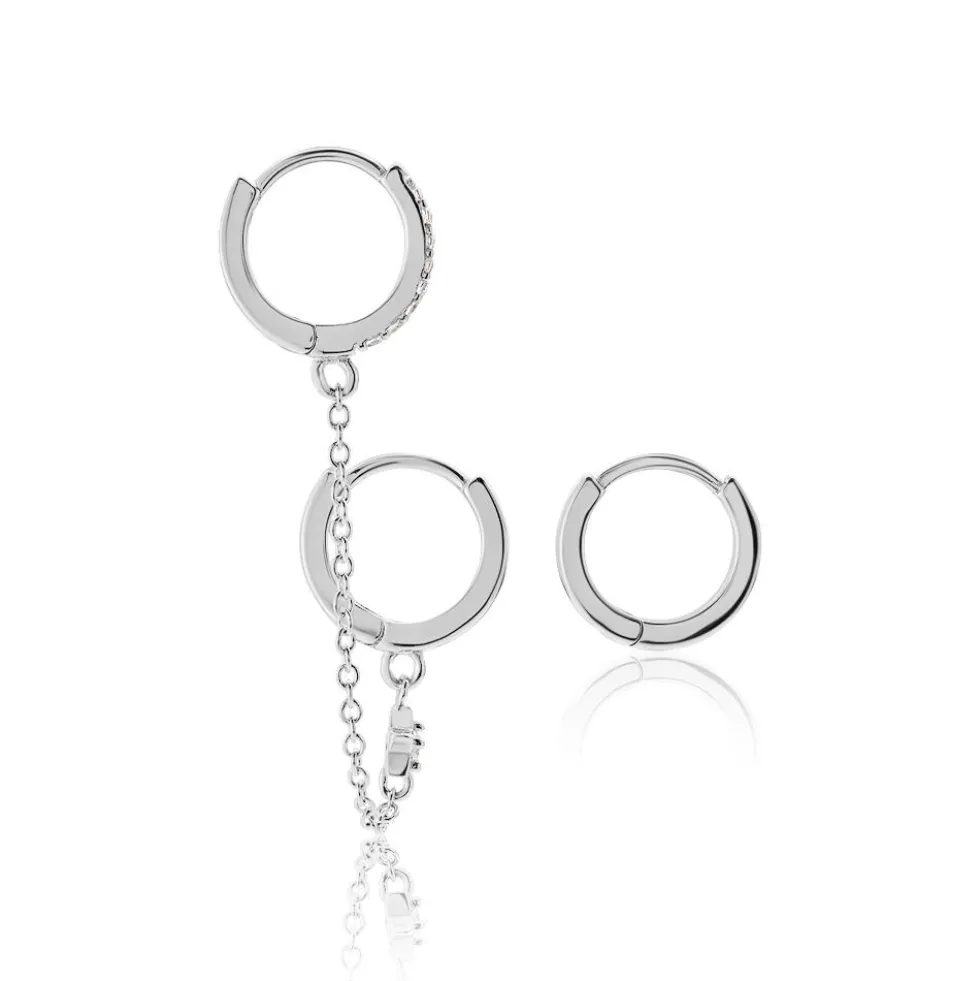 Créoles Dépareillées Suri Argent Blanc Oxyde De Zirconium