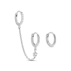 Créoles Dépareillées Suri Argent Blanc Oxyde De Zirconium
