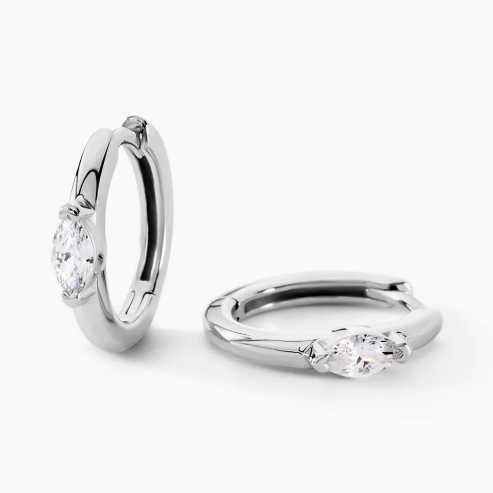 Créoles Ellinor Argent Blanc Oxyde De Zirconium
