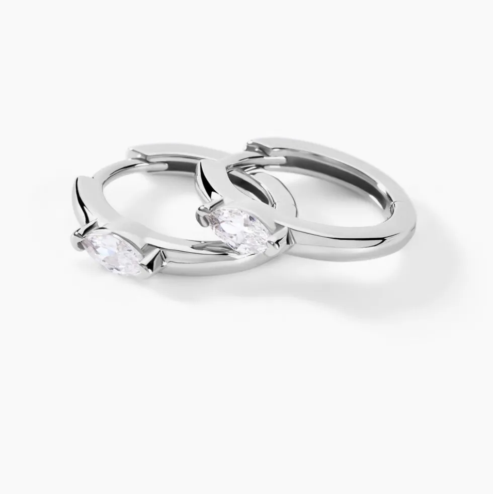 Créoles Ellinor Argent Blanc Oxyde De Zirconium