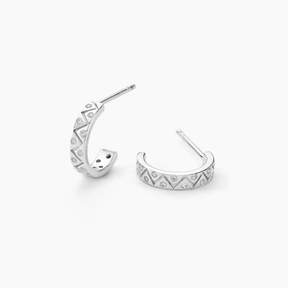 Créoles Emaline Argent Blanc Oxyde De Zirconium
