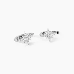 Créoles Estrella Argent Blanc Oxyde De Zirconium