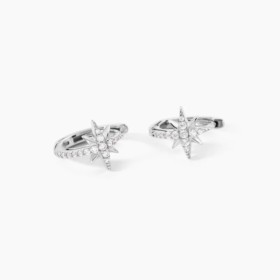 Créoles Estrella Argent Blanc Oxyde De Zirconium
