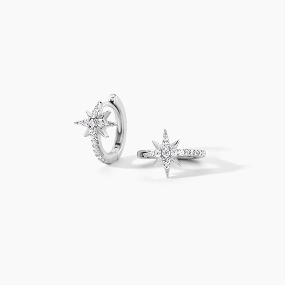 Créoles Estrella Argent Blanc Oxyde De Zirconium