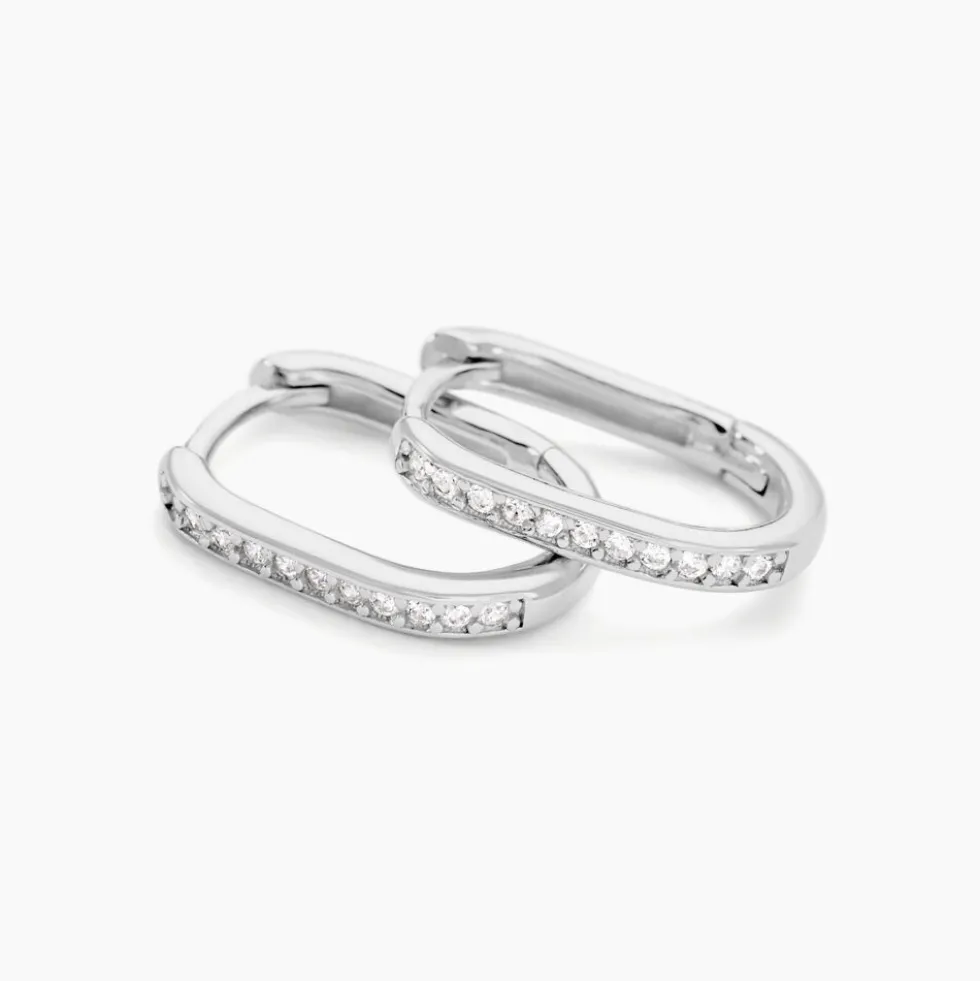 Créoles Haniya Argent Blanc Oxyde De Zirconium