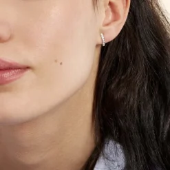 Créoles Jacoba Rondes Or Blanc Oxyde De Zirconium