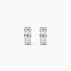 Créoles Jacobee Rondes Or Blanc Oxyde De Zirconium