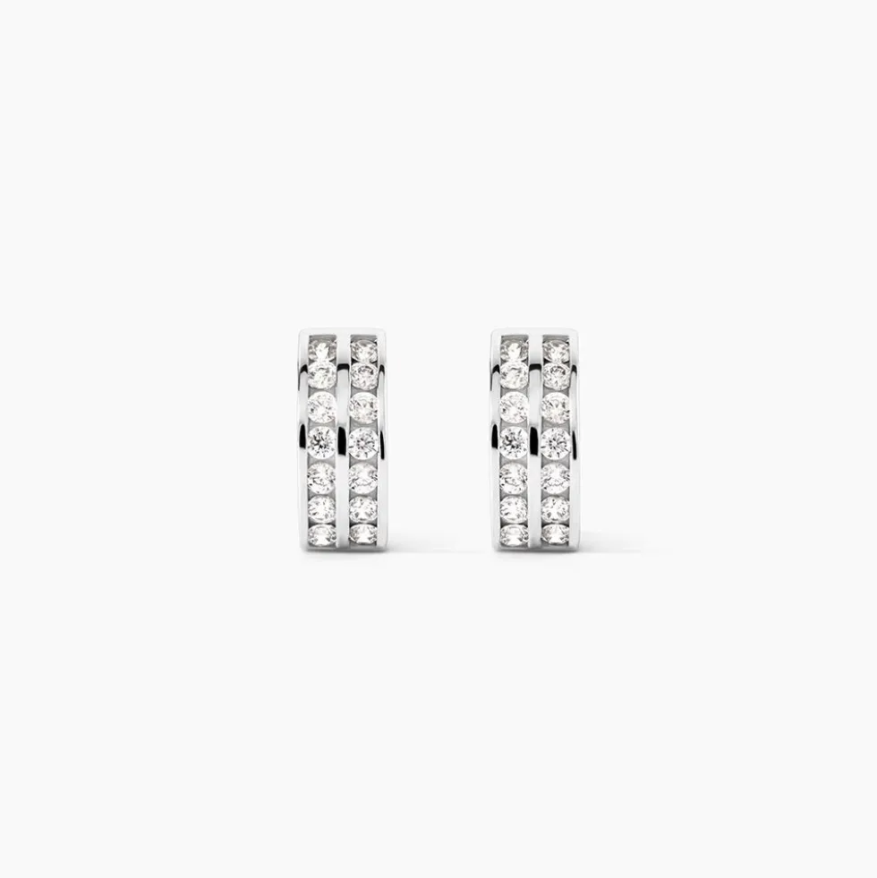 Créoles Jacobee Rondes Or Blanc Oxyde De Zirconium
