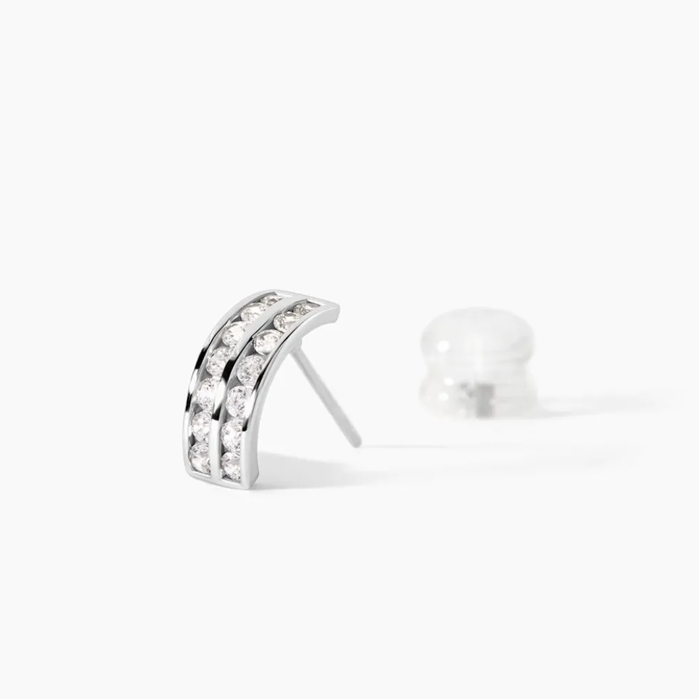 Créoles Jacobee Rondes Or Blanc Oxyde De Zirconium