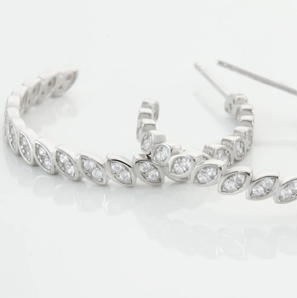 Créoles Juan Argent Blanc Oxyde De Zirconium