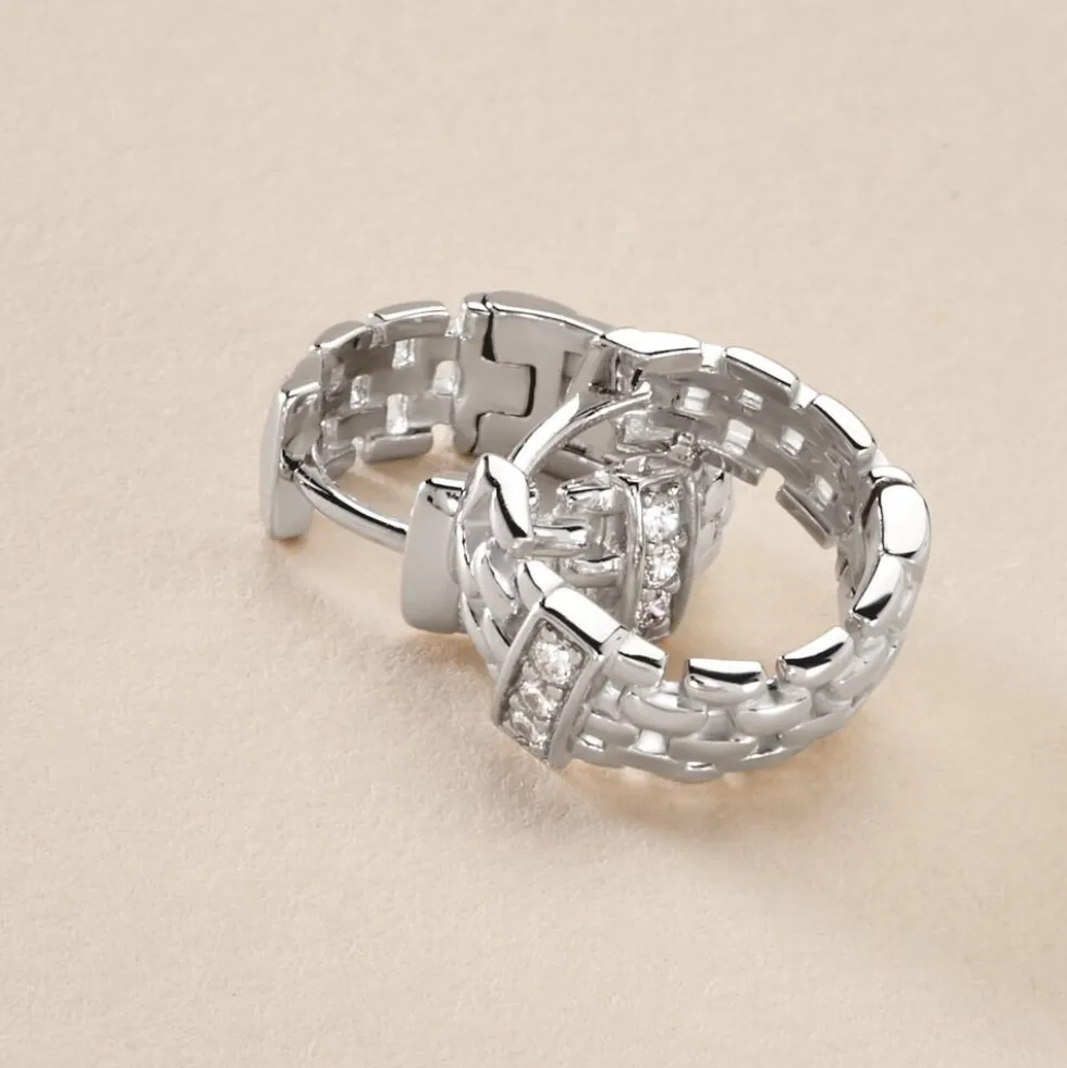 Créoles Lilibeth Argent Blanc Oxyde De Zirconium
