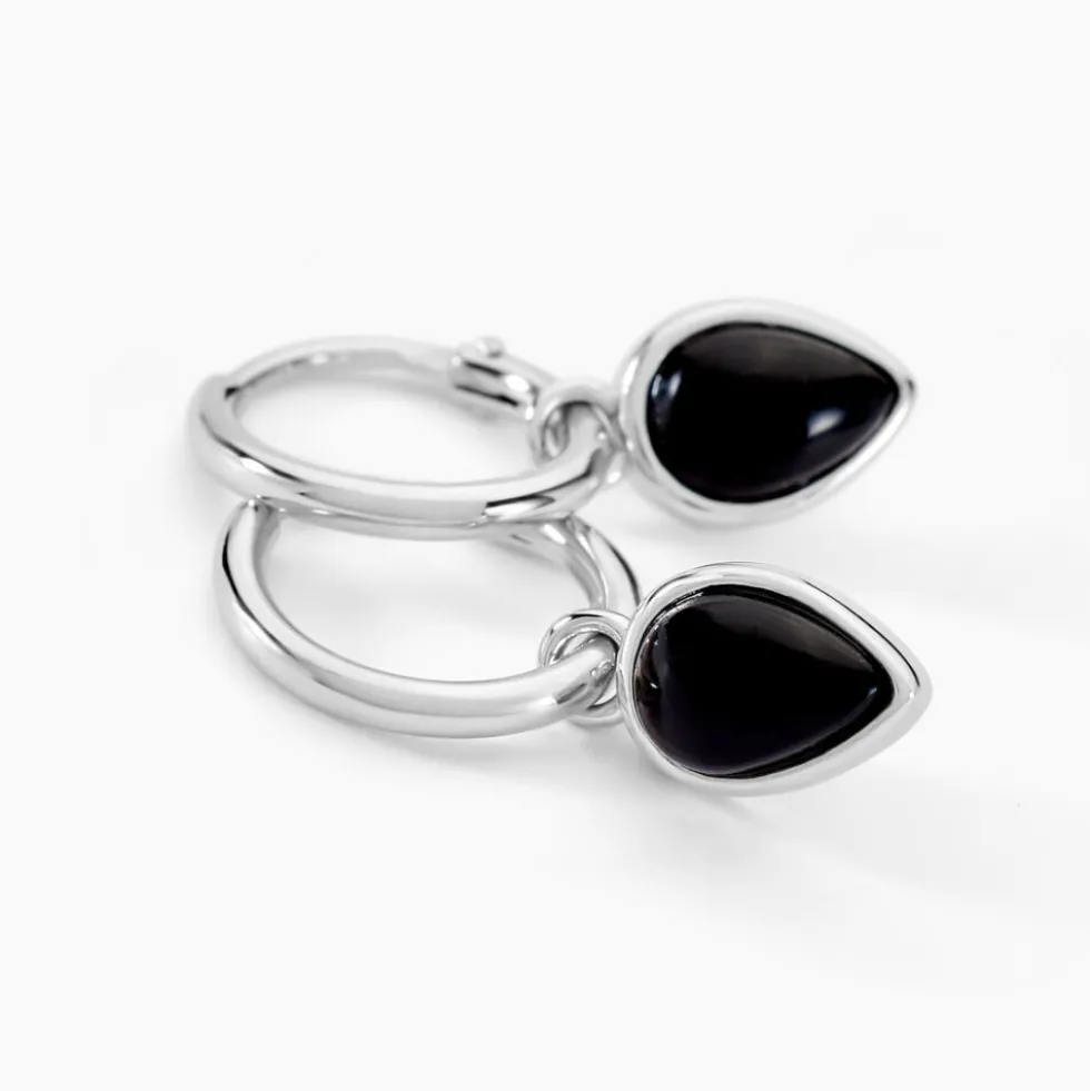 Créoles Mentissa Argent Blanc Agate