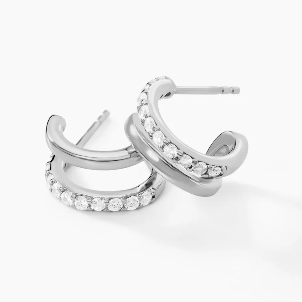 Créoles Noalie Argent Blanc Oxyde De Zirconium