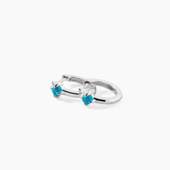 Créoles Ocean Argent Blanc Turquoise
