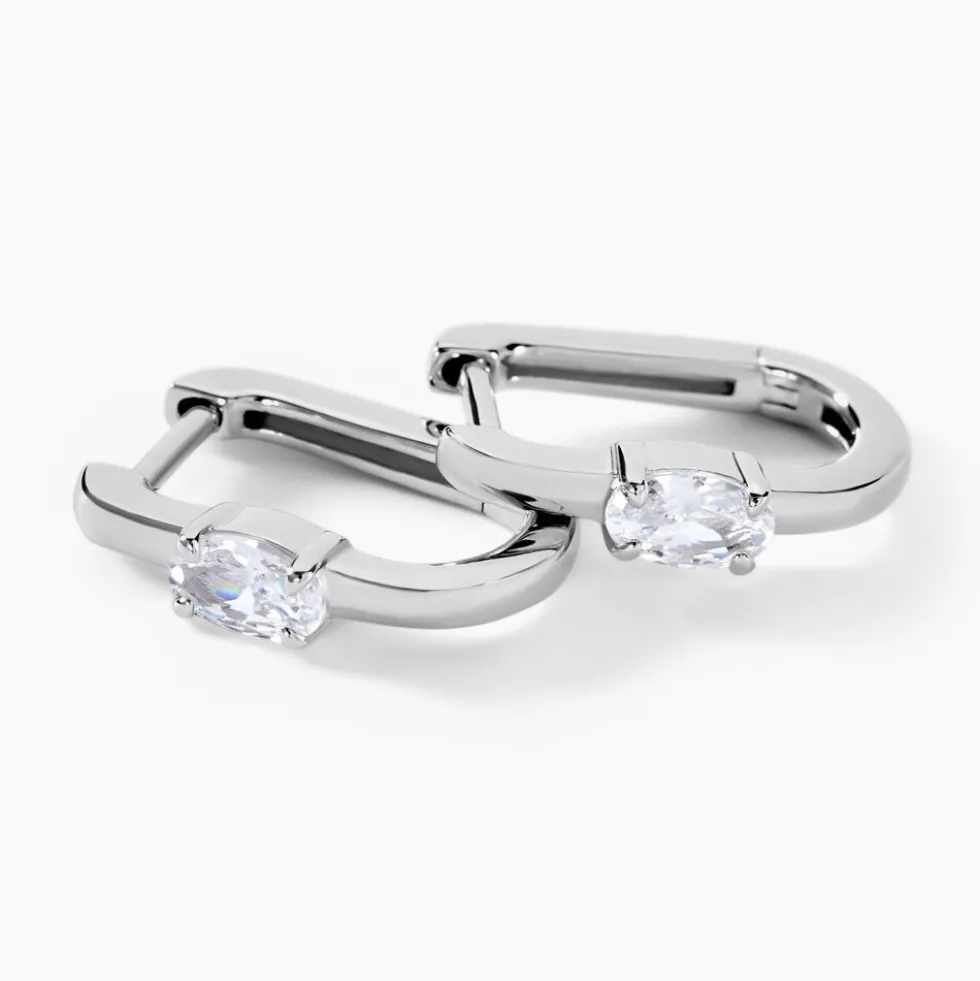 Créoles Oddone Argent Blanc Oxyde De Zirconium