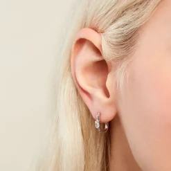 Créoles Oddone Argent Blanc Oxyde De Zirconium