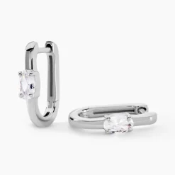 Créoles Oddone Argent Blanc Oxyde De Zirconium