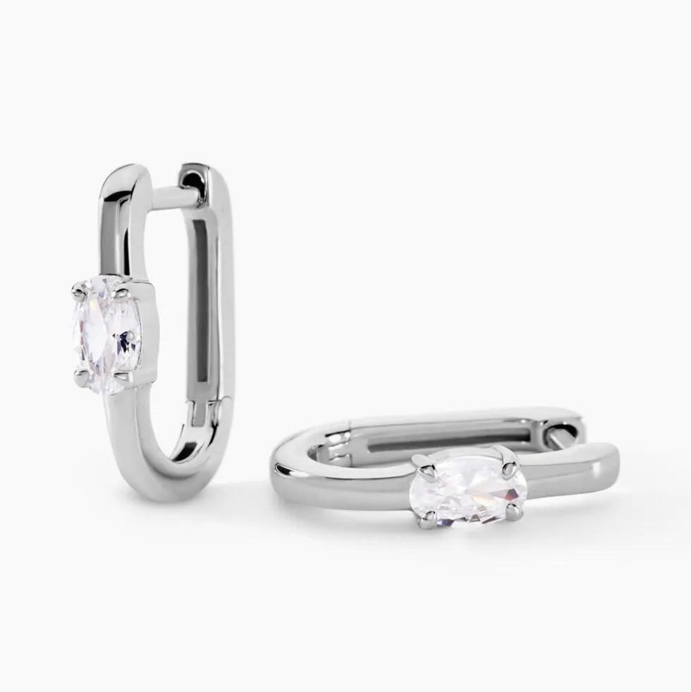 Créoles Oddone Argent Blanc Oxyde De Zirconium
