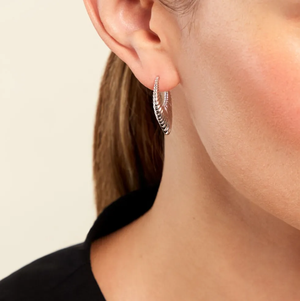 Créoles Oksanne Argent Blanc Oxyde De Zirconium