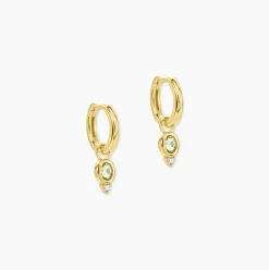 Créoles Poem Argent Jaune Péridot Oxyde De Zirconium