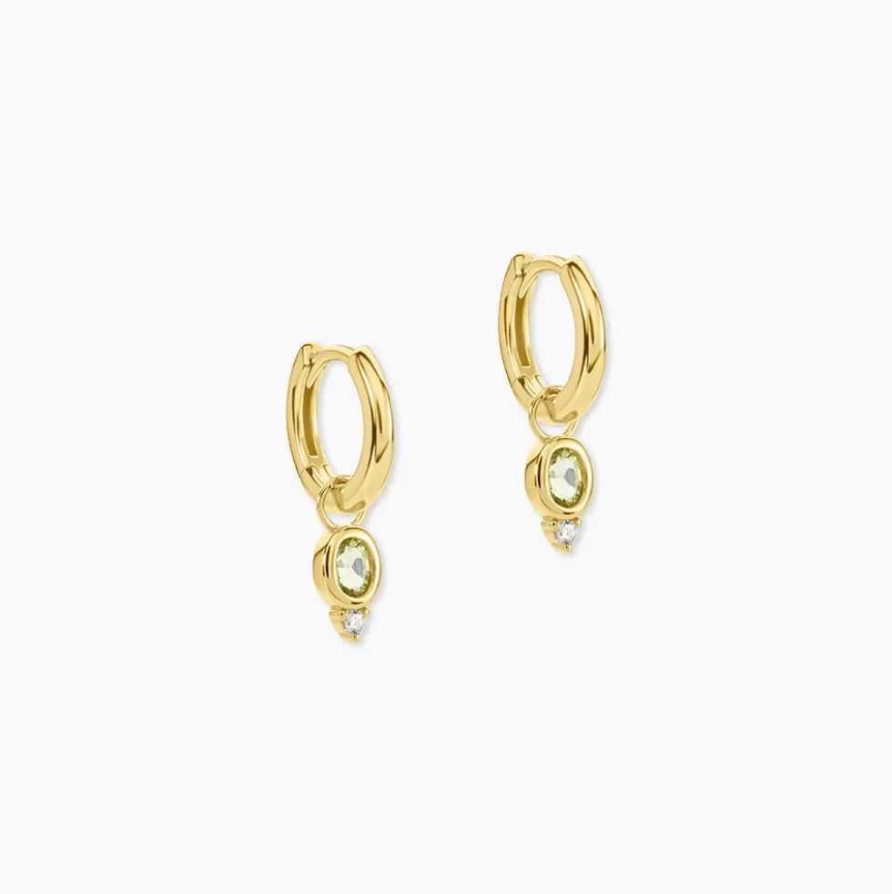 Créoles Poem Argent Jaune Péridot Oxyde De Zirconium