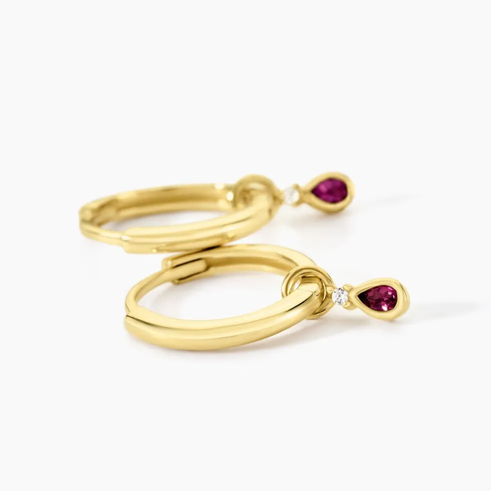 Créoles Poem Argent Jaune Rhodolite Oxyde De Zirconium
