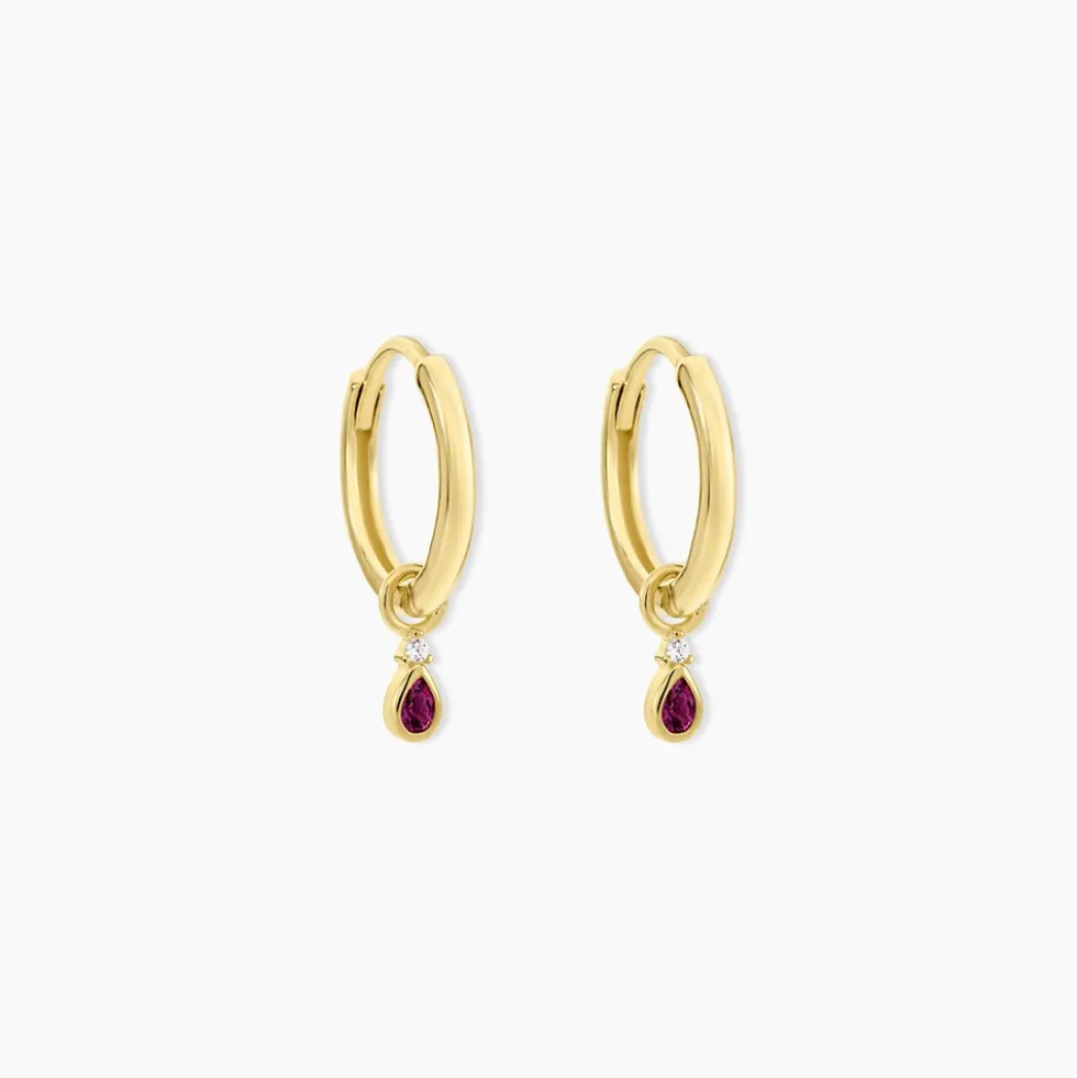 Créoles Poem Argent Jaune Rhodolite Oxyde De Zirconium