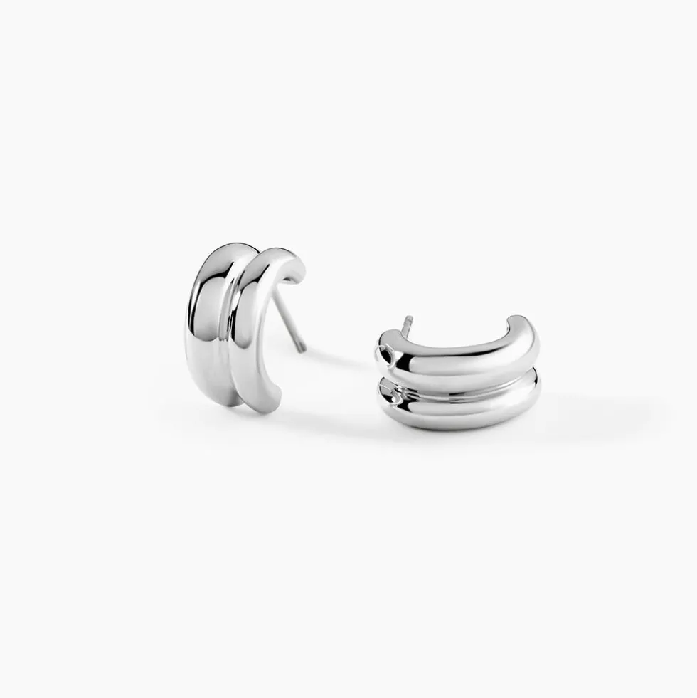 Créoles Poly Argent Blanc