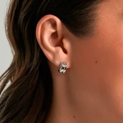 Créoles Poly Argent Blanc