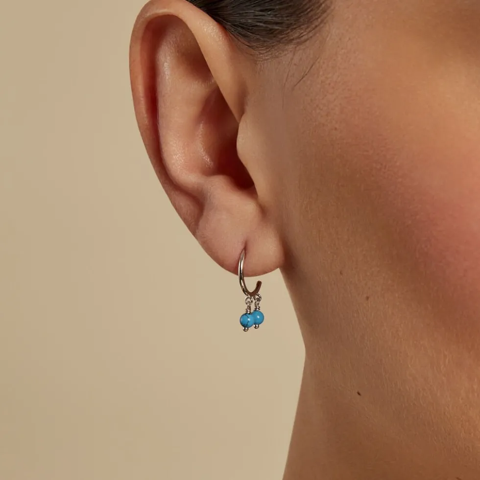 Créoles Riona Argent Blanc Turquoise