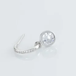 Créole Unitaire Ancelin Rondes Argent Blanc Oxyde De Zirconium