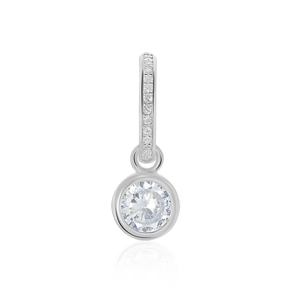 Créole Unitaire Ancelin Rondes Argent Blanc Oxyde De Zirconium