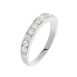 Demi-alliance Or Blanc Valentine Diamants Synthetique