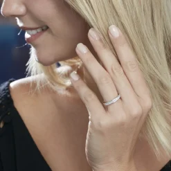 Demi-alliance Or Blanc Valentine Diamants Synthetique