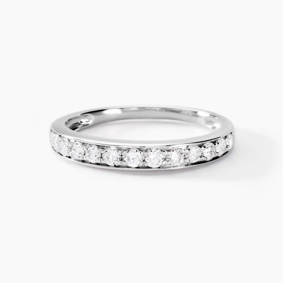 Demi-alliance Or Blanc Valentine Diamant Synthetique