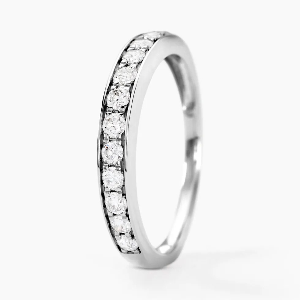 Demi-alliance Or Blanc Valentine Diamant Synthetique