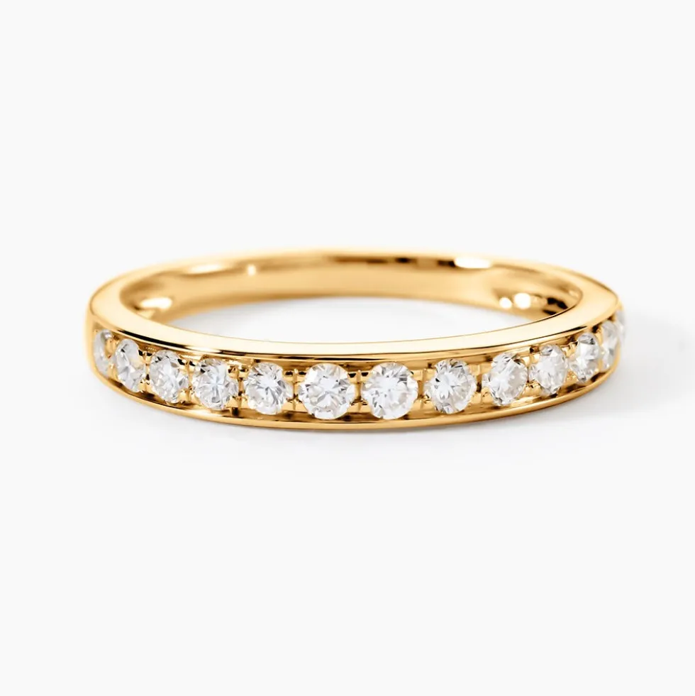 Demi-alliance Or Jaune Valentine Diamant Synthetique