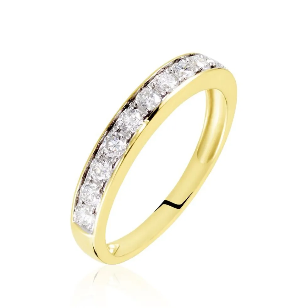 Demi-alliance Or Jaune Valentine Diamants Synthetique