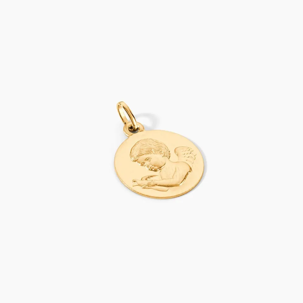 Medaille Or Jaune Ange Et Oiseau