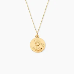 Medaille Or Jaune Ange Et Oiseau