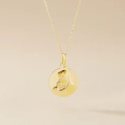 Medaille Or Jaune Vierge A L'enfant